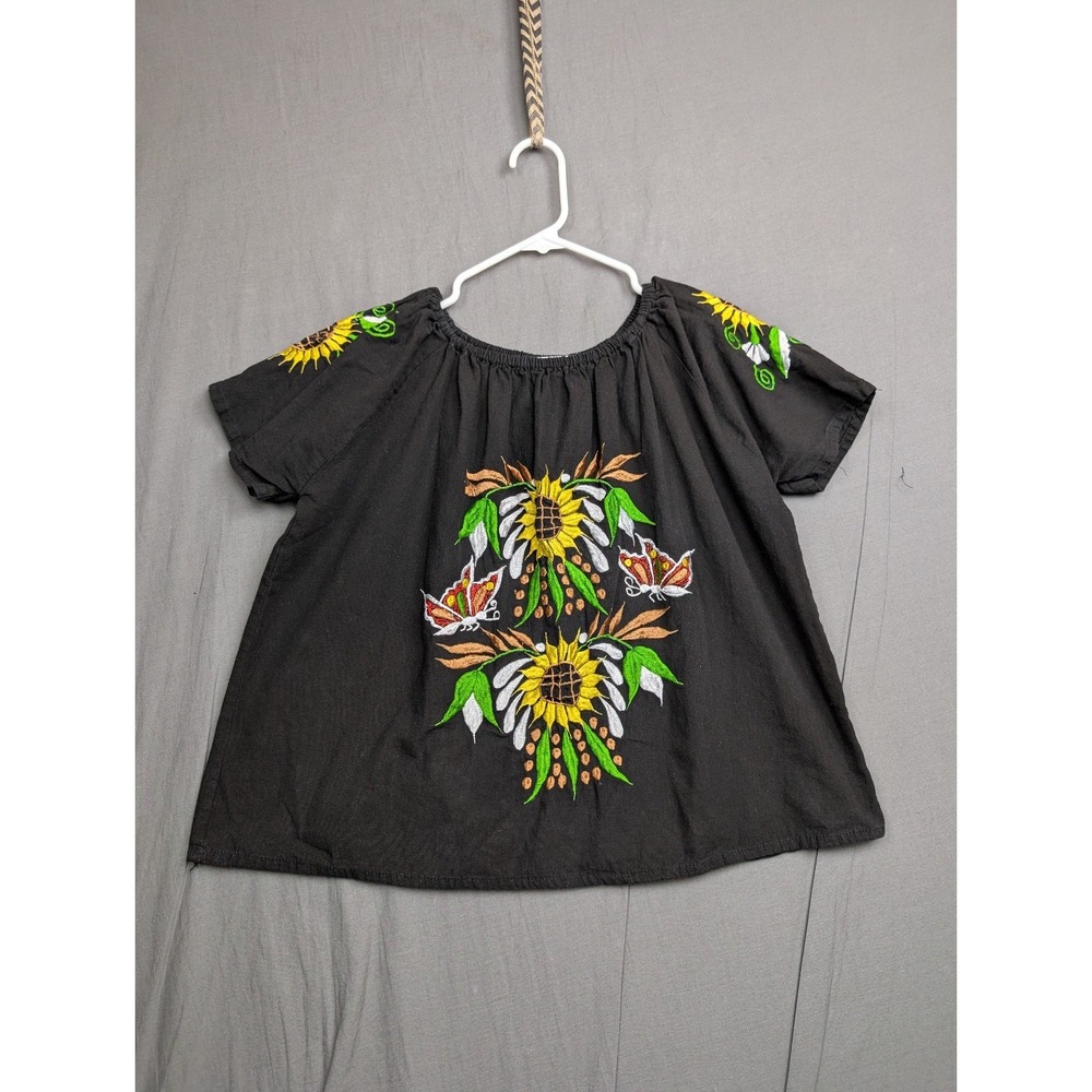 Artisanal Top Womens One Size Black Short Sleeve
